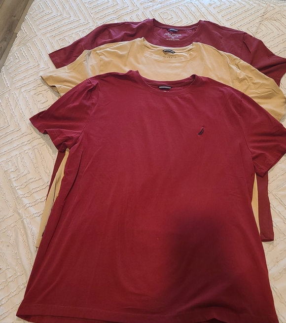 Nautica Other - Nautica Men’s Burgundy and Tan Short-Sleeve Crewneck T-Shirts (Set of 3) CL-4